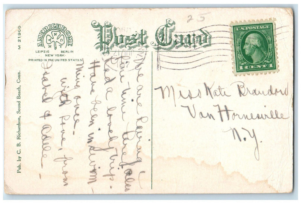 1917 "On The Sound" Sound Beach Connecticut CT Posted Antique Postcard