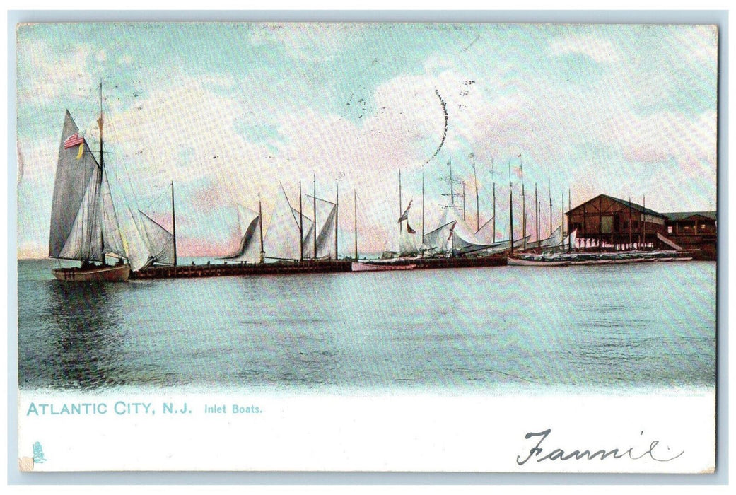 1908 Inlet Boats Atlantic City New Jersey NJ Posted Antique Tuck Art Postcard