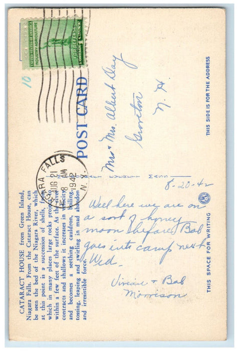 1942 Cataract House from Green Land Niagara Falls New York NY Postcard