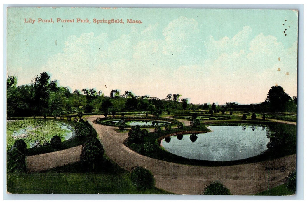 1911 Lily Pond Forest Park Springfield Massachusetts MA Antique Postcard