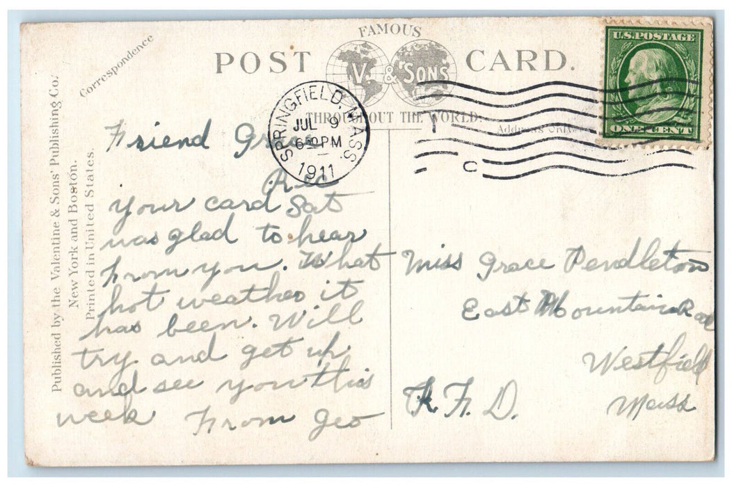 1911 Lily Pond Forest Park Springfield Massachusetts MA Antique Postcard