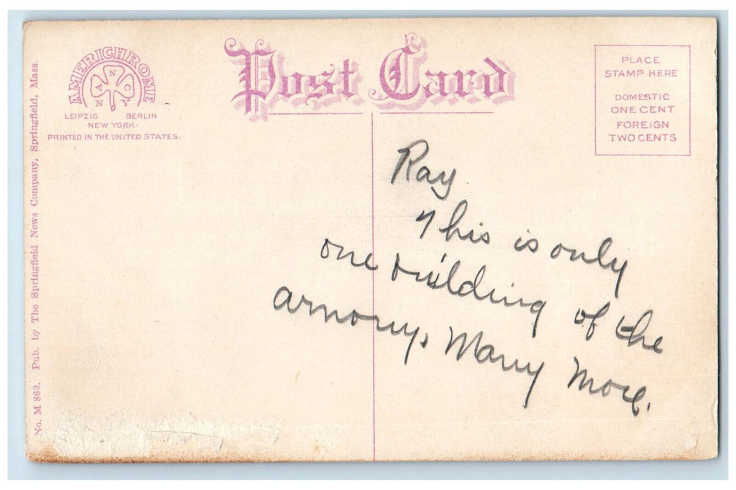 c1910 United States Arsenal Springfield Massachusetts MA Antique Postcard