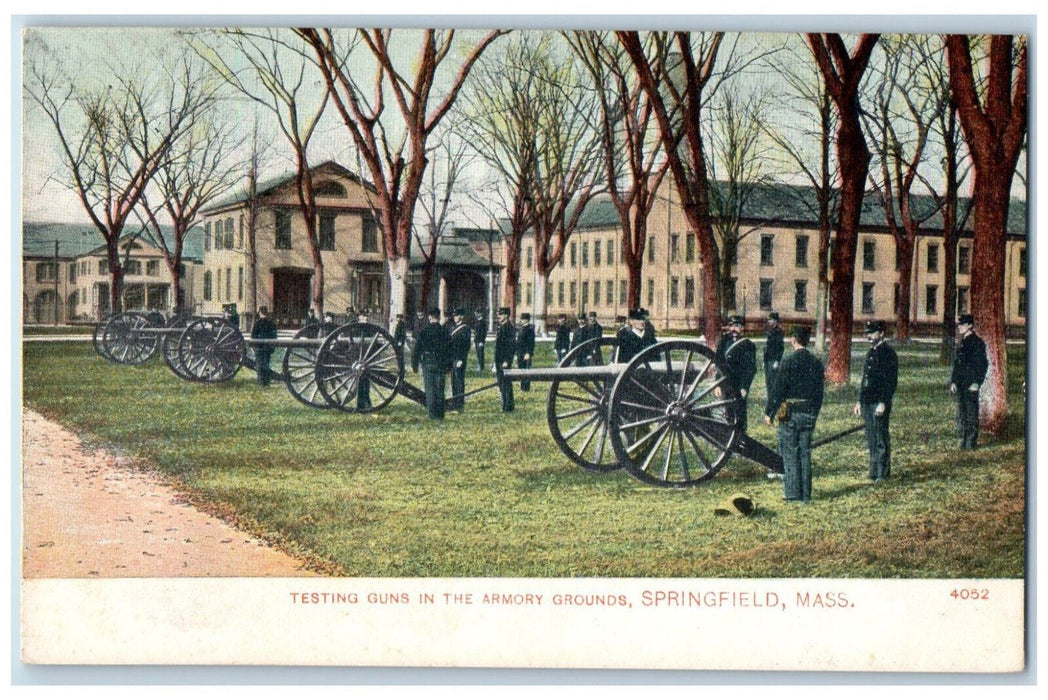 c1910 Testing Cannon in the Armory Grounds Springfield Massachusetts MA Postcard