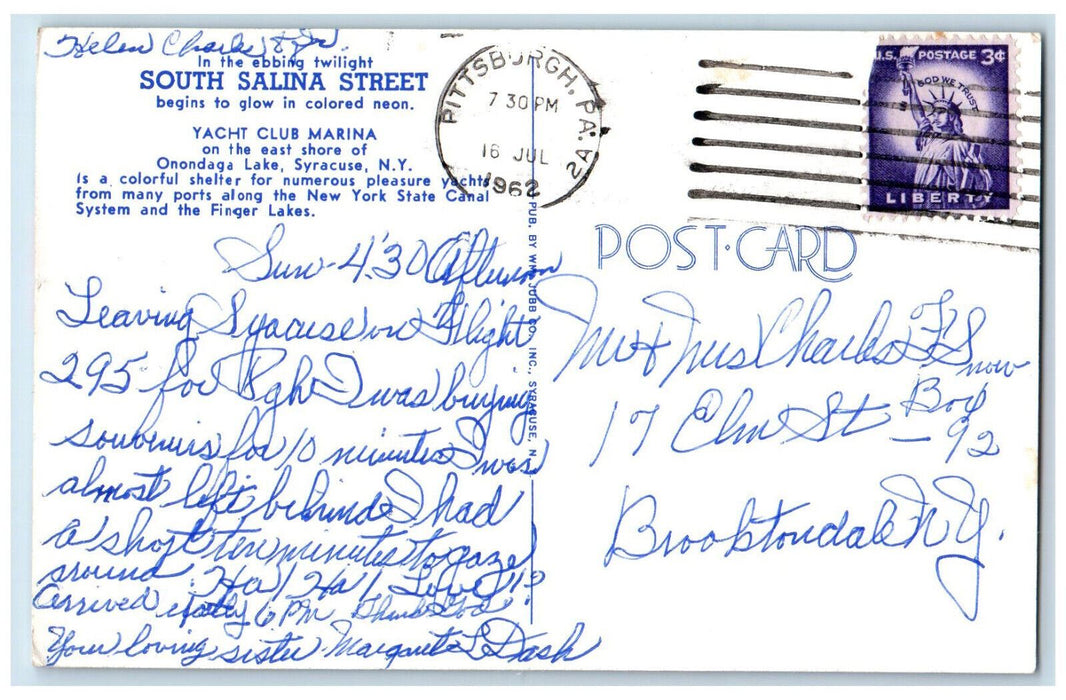 1962 Greetings from Syracuse NY Banner South Salita Street Multiview Postcard