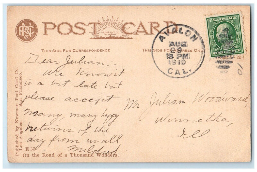 1910 Avalon Sugar Loaf Steamer Yacht Santa Catalina Island California Postcard