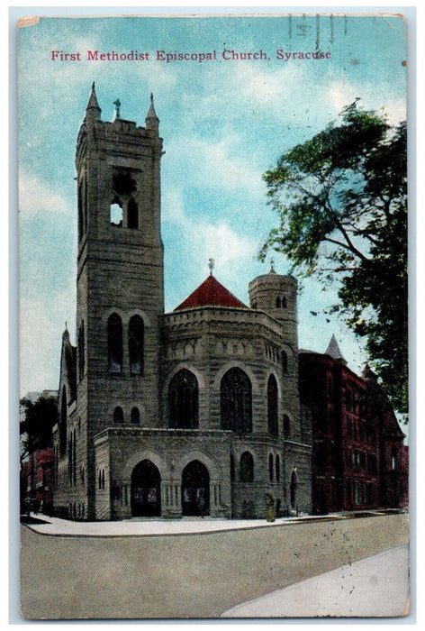 1910 First Methodist Episcopal Church Syracuse New York NY Antique Postcard