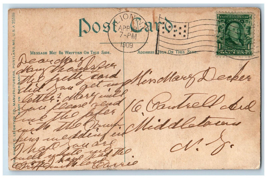 1909 Second Street Looking Down Hill Ilion New York NY Antique Posted Postcard