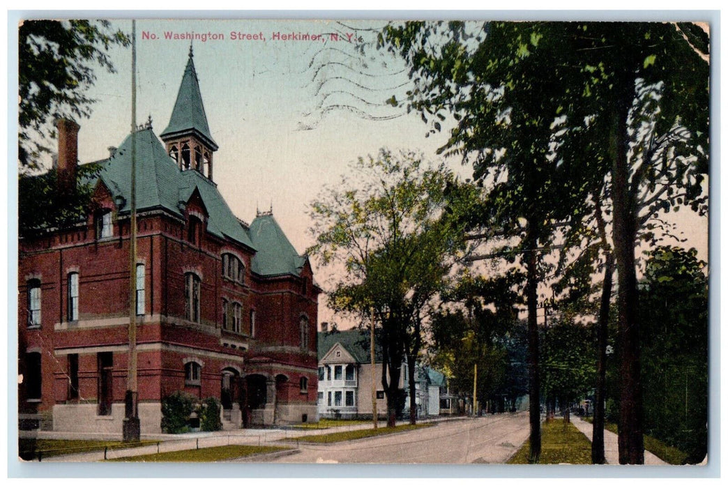 1909 No. Washington Street Herkimer New York NY Antique Posted Postcard