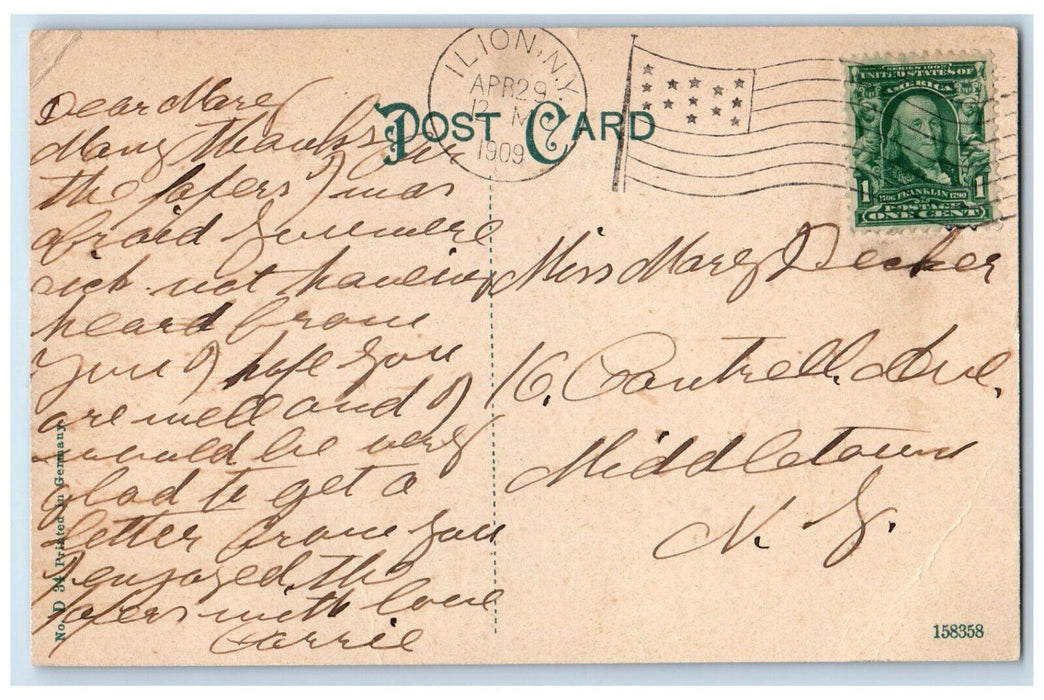1909 No. Washington Street Herkimer New York NY Antique Posted Postcard