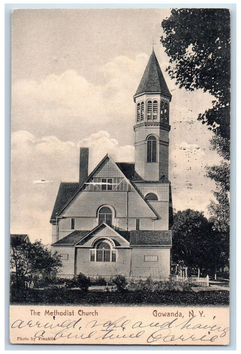 c1910 The Methodist Church Gowanda New York NY Antique Posted Postcard