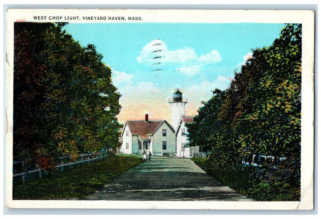 c1920's West Chop Light Vineyard Haven Massachusetts MA Antique Postcard