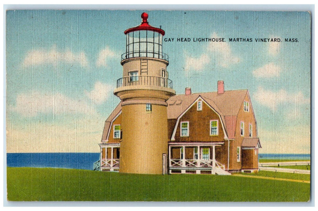 1944 Gay Head Lighthouse Marthas Vineyard Massachusetts MA Vintage Postcard