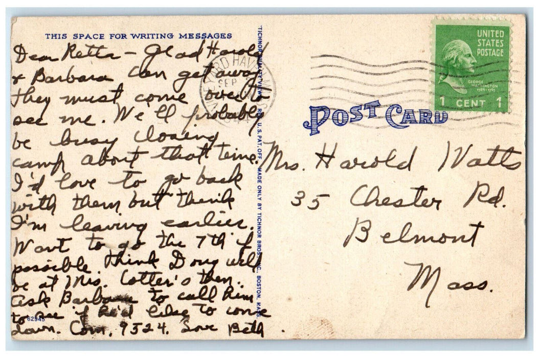 1944 Gay Head Lighthouse Marthas Vineyard Massachusetts MA Vintage Postcard