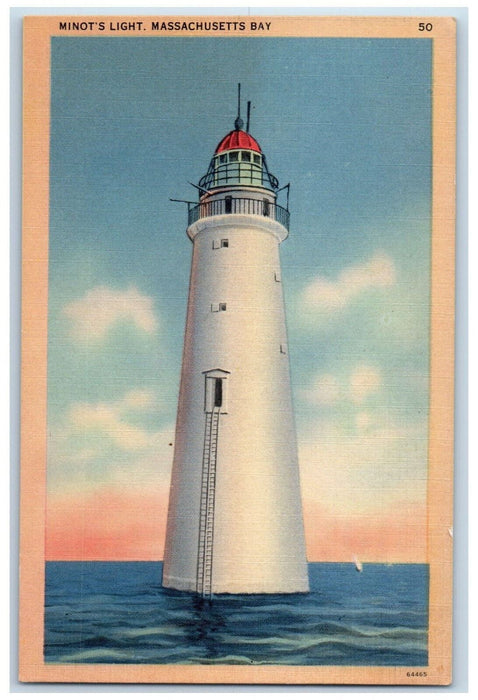 c1940's Minot's Light Massachusetts Bay Massachusetts MA Vintage Postcard