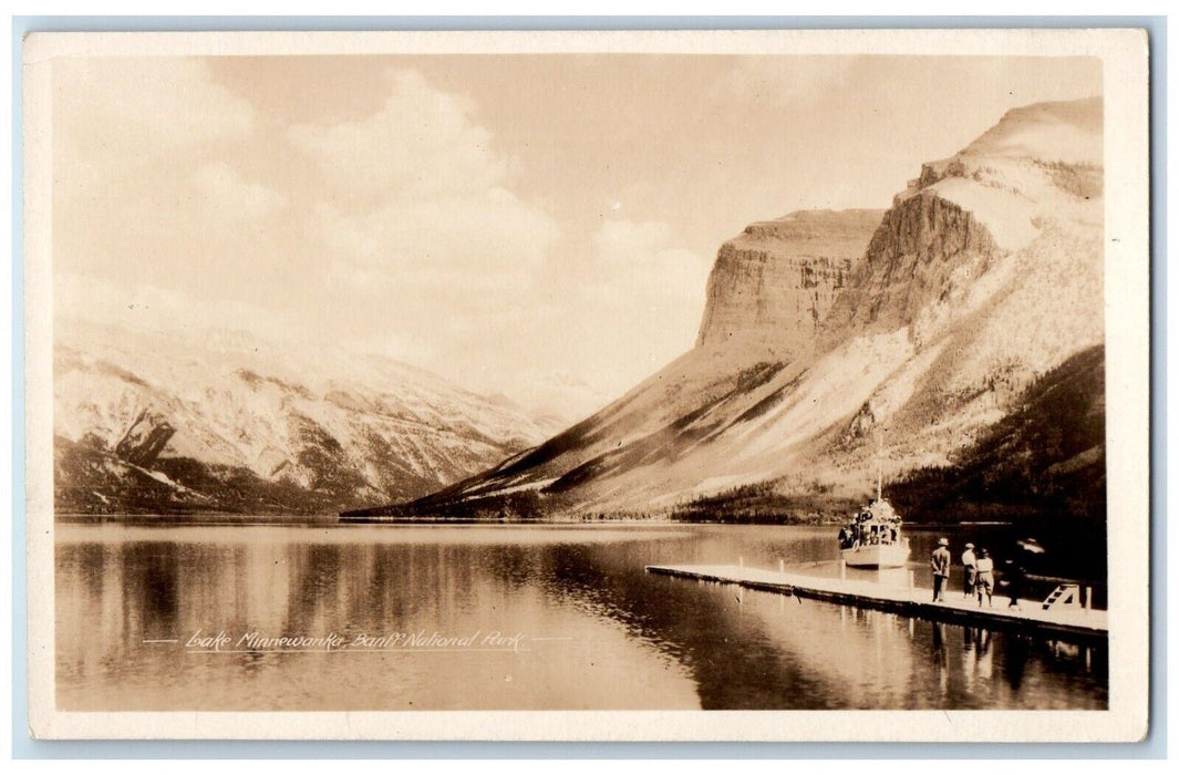 c1910's Lake Minnewanka Banff National Park Alberta Canada RPPC Photo Postcard