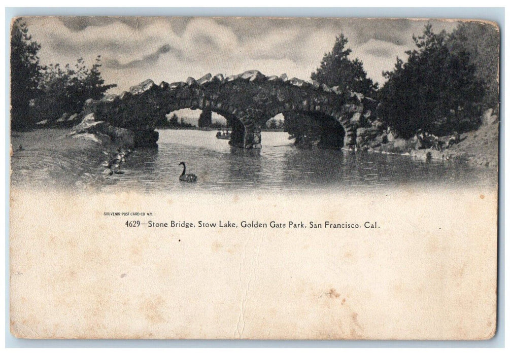 1913 Stone Bridge Stow Lake Golden Gate Park San Francisco California Postcard