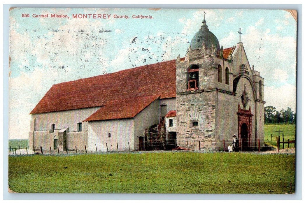 1916 Carmel Mission Exterior Church Chapel Monterey County California Postcard