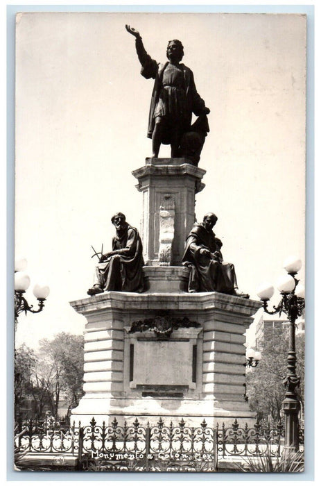 c1910's View Of Monument A Colon Mexico RPPC Photo Posted Antique Postcard