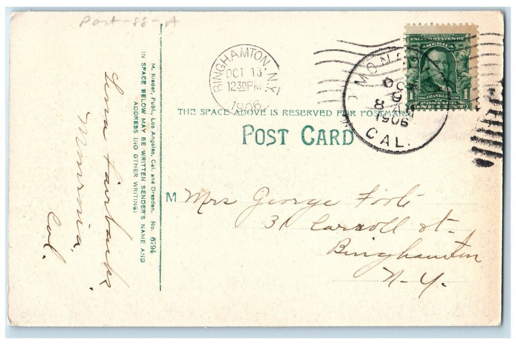 1906 Aerial Birdseye View Town Trees Monrovia Mountains California CA Postcard