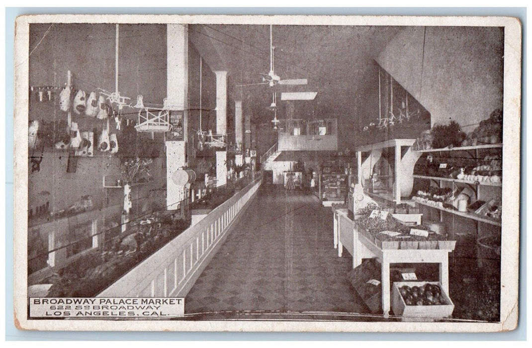 c1910 Broadway Palace Market Interior Store Los Angeles California CA Postcard