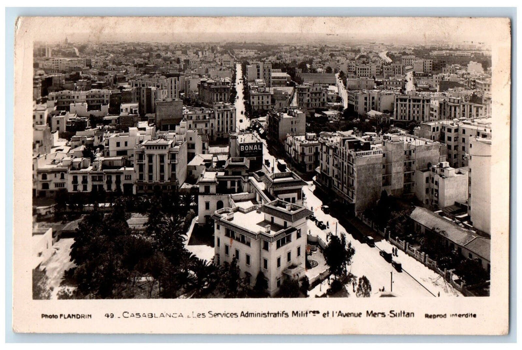 Bird's Eye View Casablanca Administratifs Milit Morocco RPPC Photo Postcard