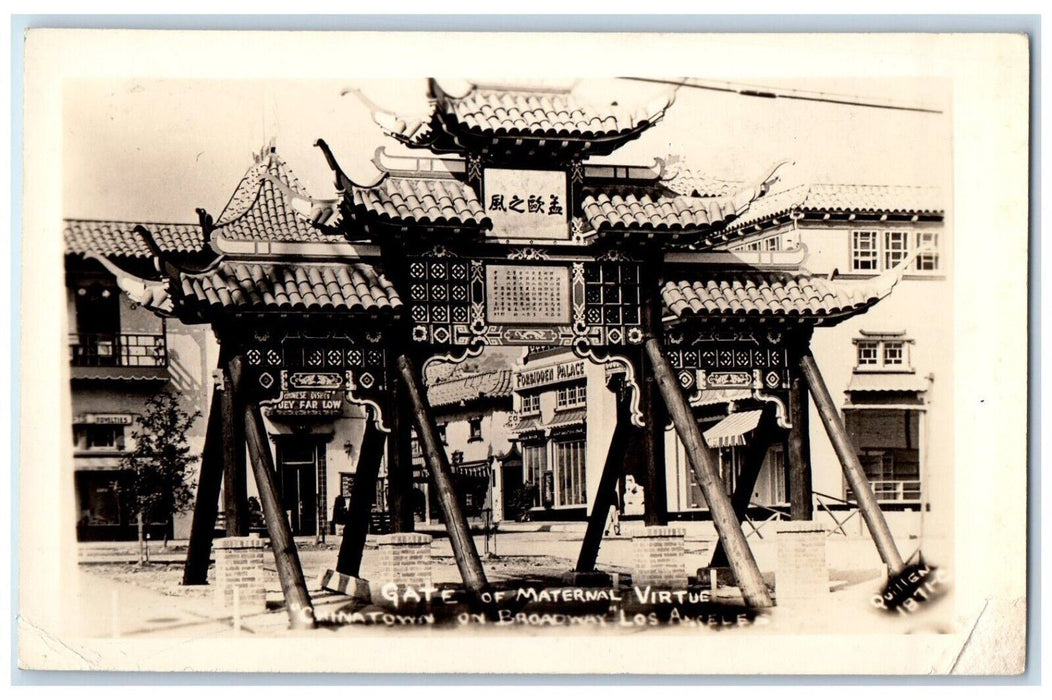 Gate Of Maternal Virtue Chinatown On Broadway Los Angeles CA RPPC Photo Postcard