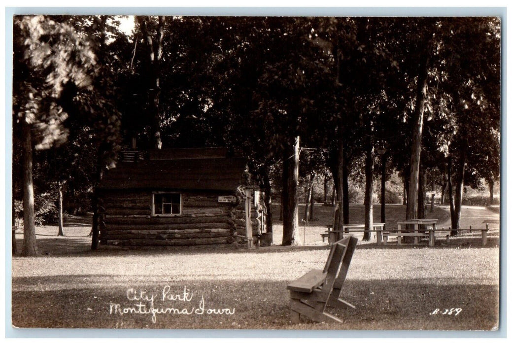 1941 View Of City Park Cabin Montezuma Iowa IA, Columbus NE RPPC Photo Postcard