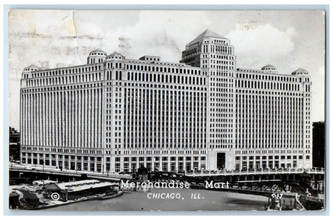 1951 Merchandize Mart Building Chicago Oak Park Illinois IL RPPC Photo Postcard