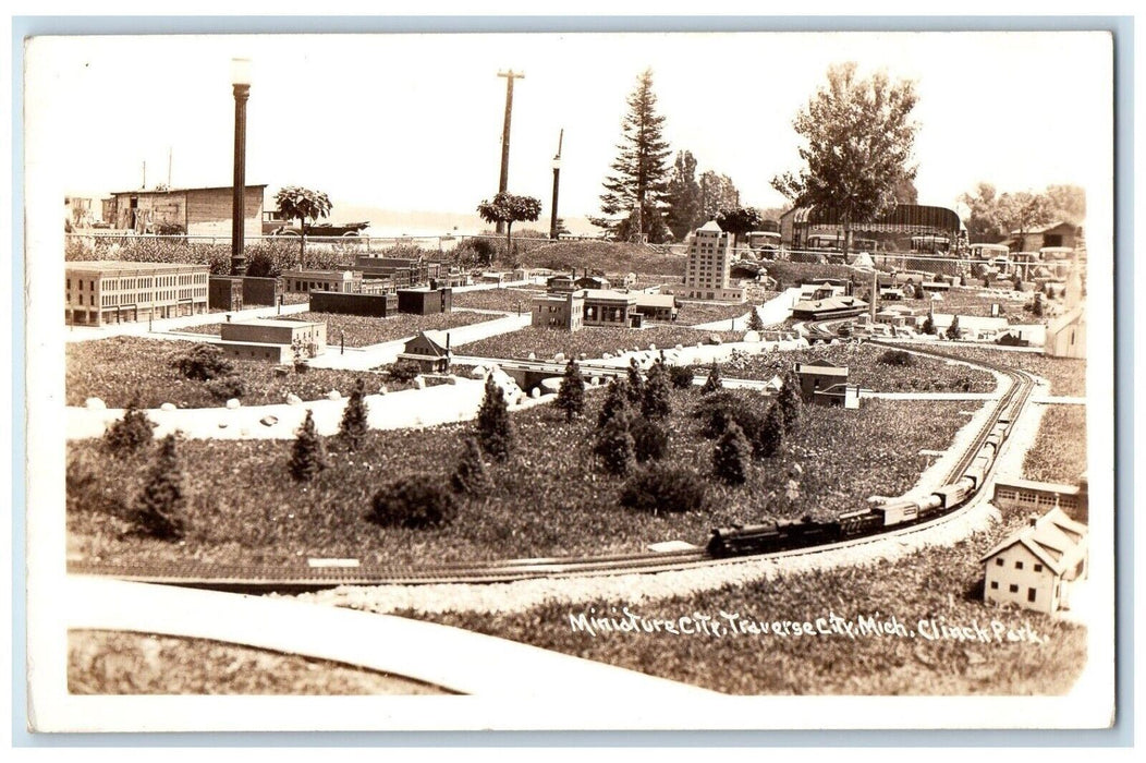 c1940's Miniature City Traverse City Michigan MI Clinck Park RPPC Photo Postcard