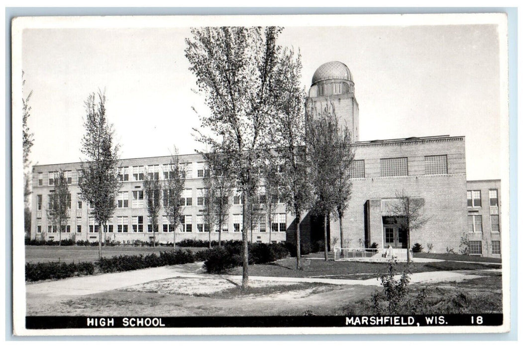c1940's High School Building Marshfield Wisconsin WI RPPC Photo Vintage Postcard