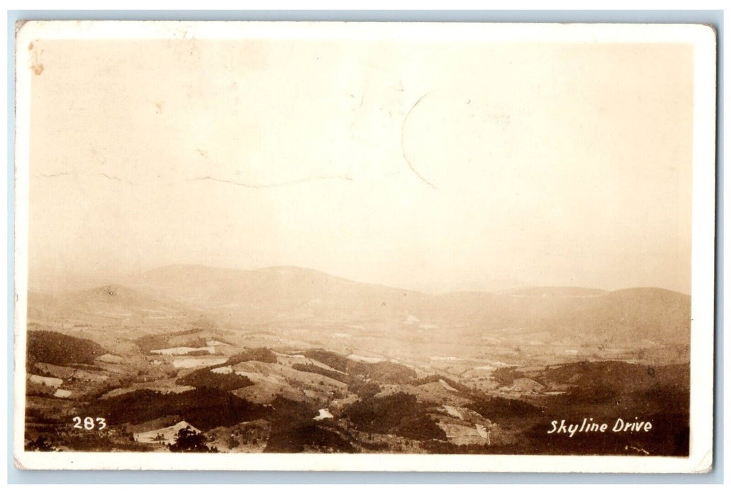 1937 Bird's Eye View Of Romney West Virginia Skyline Drive RPPC Photo Postcard