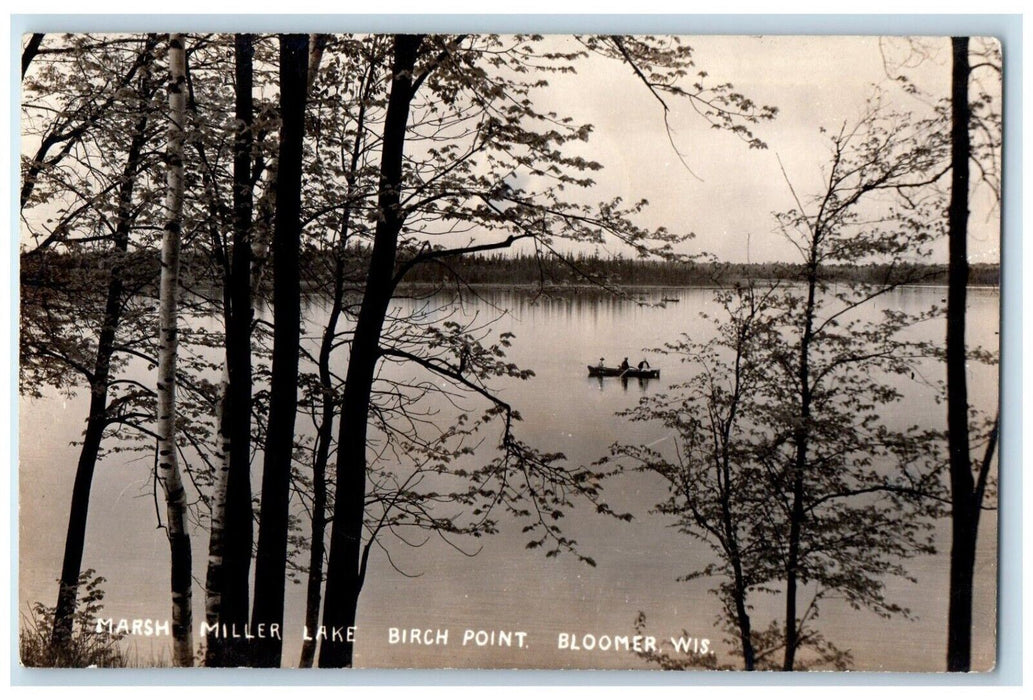 1943 Marsh Miller Lake Birch Point Bloomer Wisconsin WI RPPC Photo Postcard
