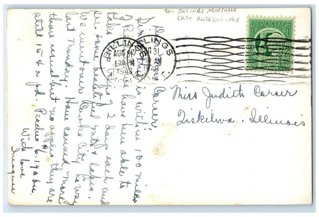1948 East Rosebud Lake District Billings Montana MT RPPC Photo Posted Postcard
