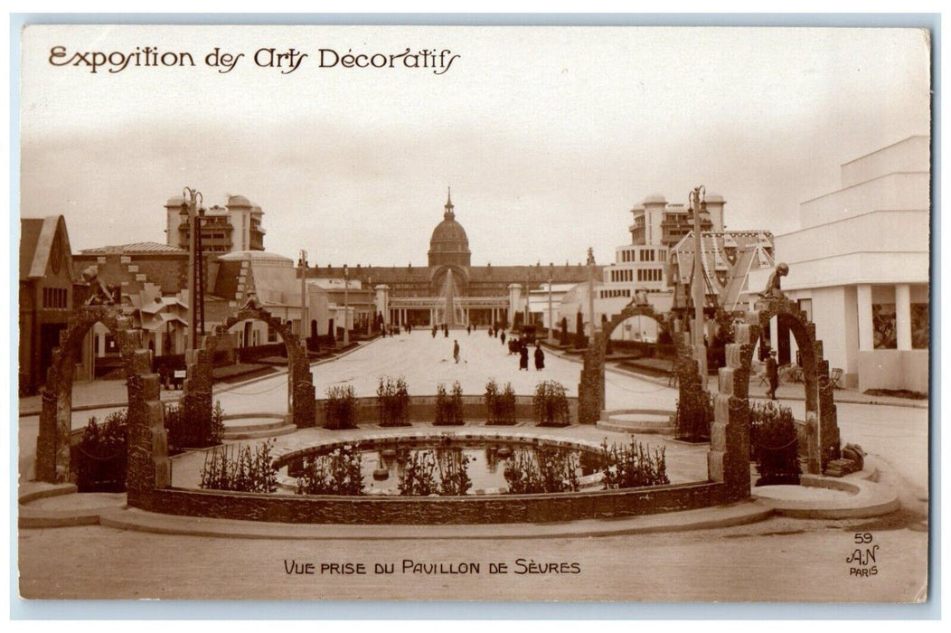 Expo. Des Arts Decoratifs Vue Du Pavillon De Seures France RPPC Photo Postcard