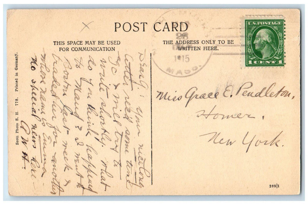 1915 Hockanum Ferry Northampton Massachusetts MA Antique Posted Postcard