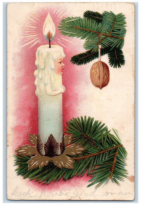 1906 Easter Anthropomorphic Candle Light Pine Cone Gettysburg PA Postcard
