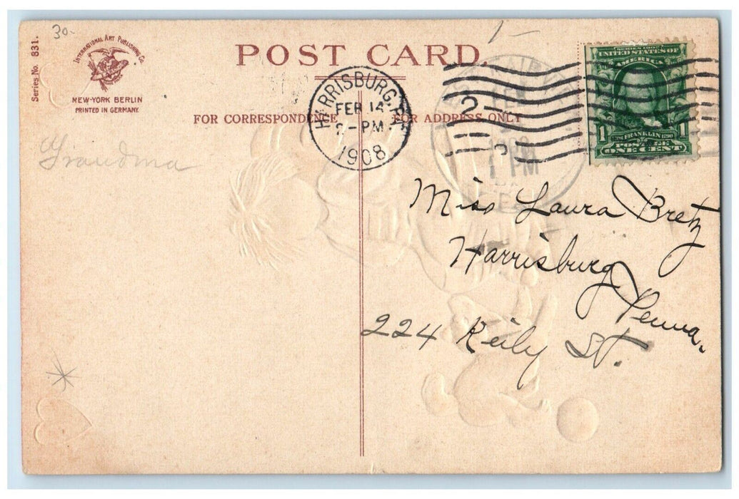 1908 Little Girl Sitting Chair Dog Ellen Clapsaddle Artist Signed Postcard
