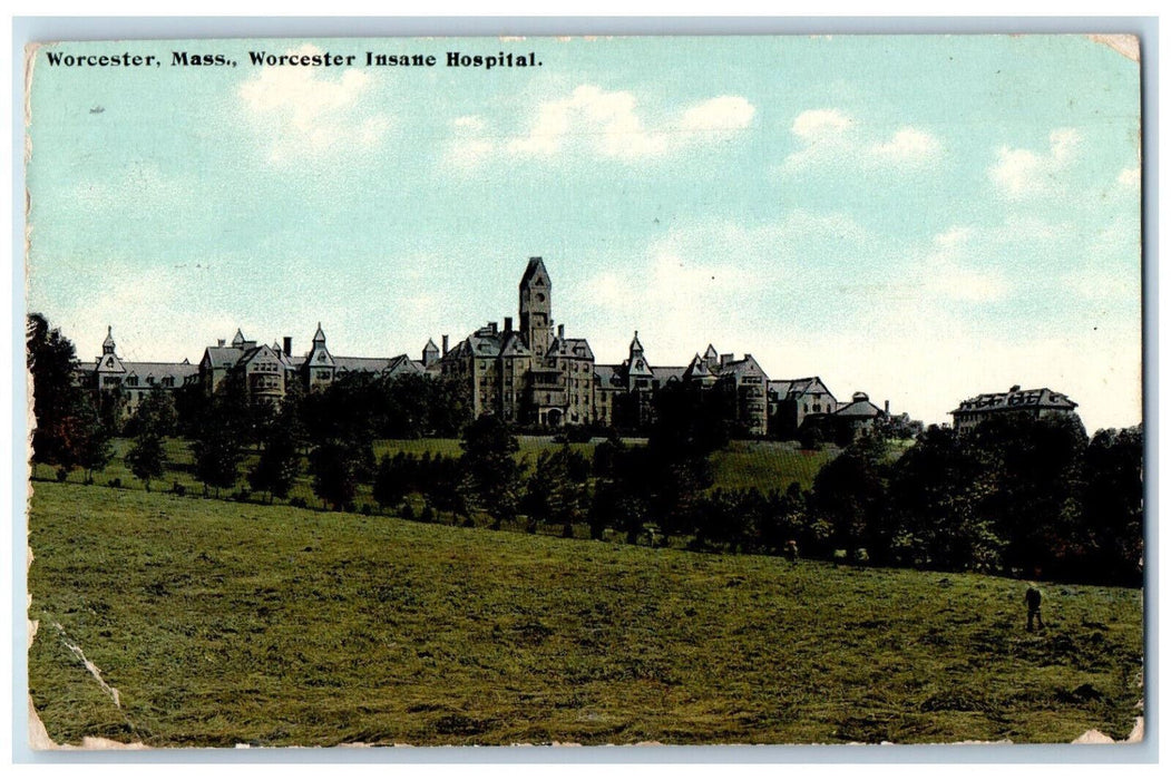 c1910 Worcester Insane Hospital Worcester Massachusetts MA Antique Postcard