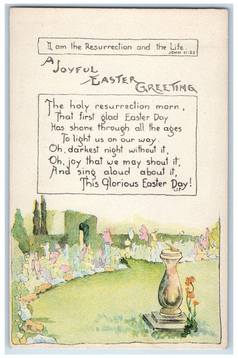 c1910's Easter Greetings Bible Verse Arts And Crafts Unposted Antique Postcard