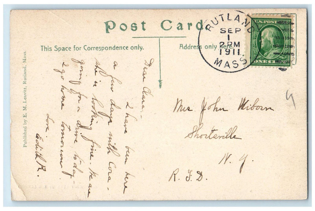 1911 State Road from Rutland To Worcester Massachusetts MA Rutland MA Postcard