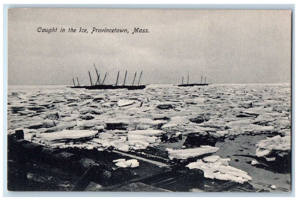 c1905 Caught in the Ice, Provincetown Massachusetts MA Antique Postcard