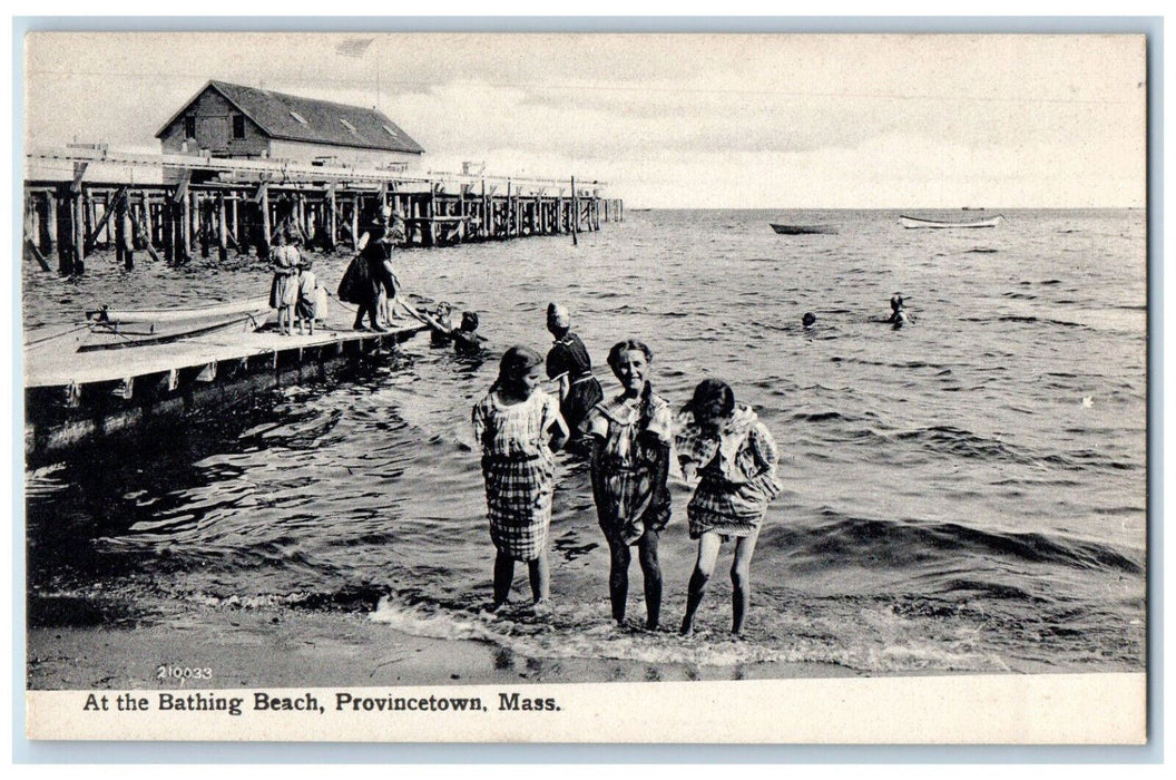 c1910 At The Bathing Beach Provincetown Massachusetts MA Antique Postcard