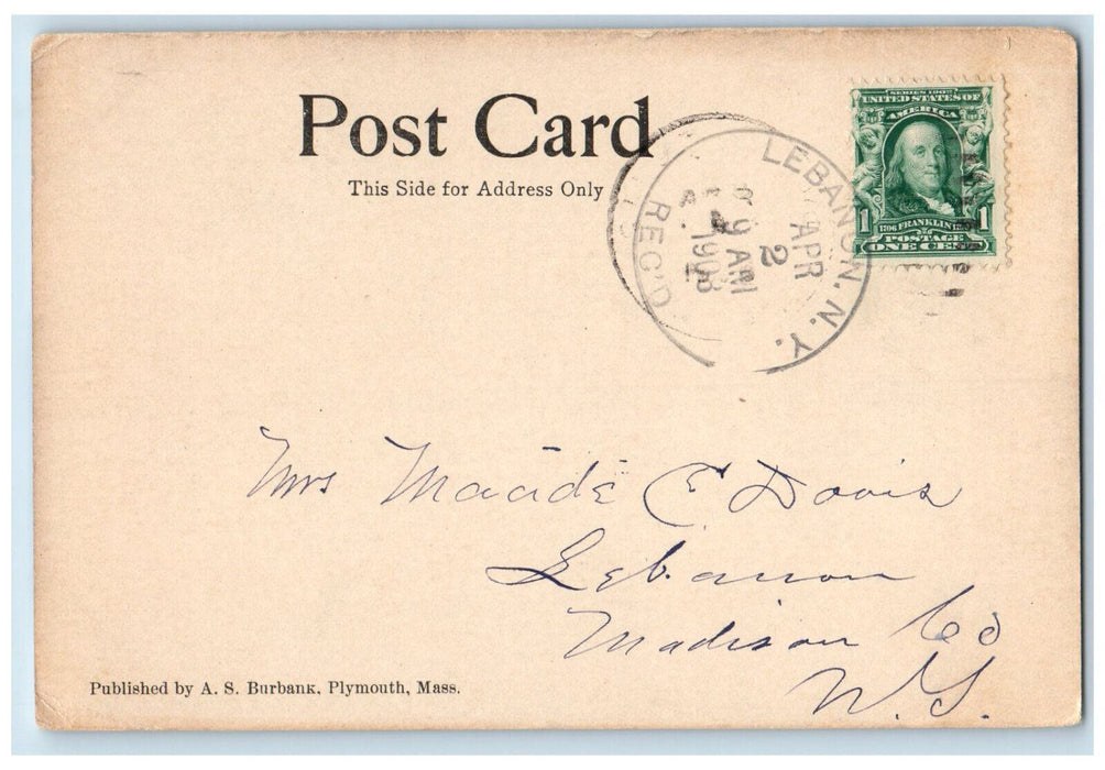1908 Old Holmes Tavern Plympton Massachusetts MA Lebanon NY Postcard