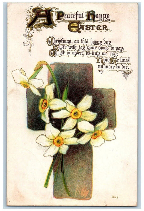 c1910's Easter Holy Cross Lily Flowers Embossed Posted Antique Postcard