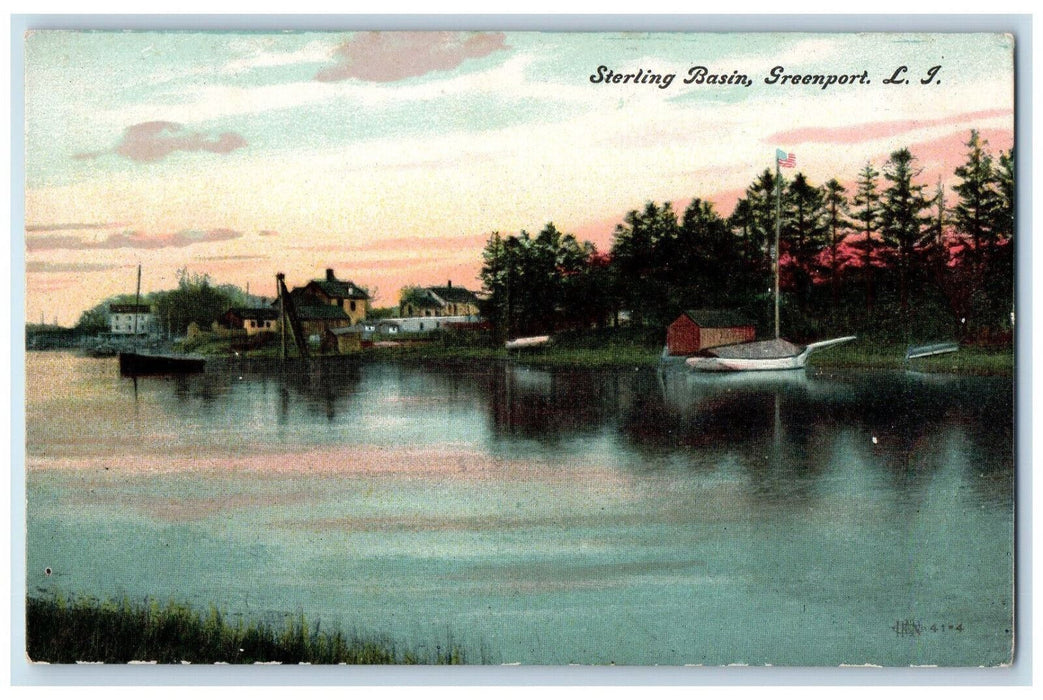 1909 Sterling Basin Greenport Long Island New York NY Antique Postcard
