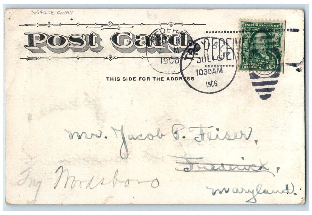 1906 Sweet Couple I Have A Kneesy Job Write Away Troy Alabama AL Postcard