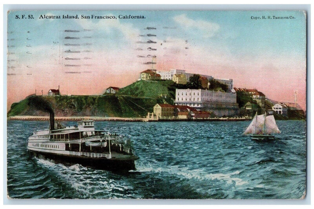 1920 Alcatraz Island Steamer Ship Exterior San Francisco California CA Postcard