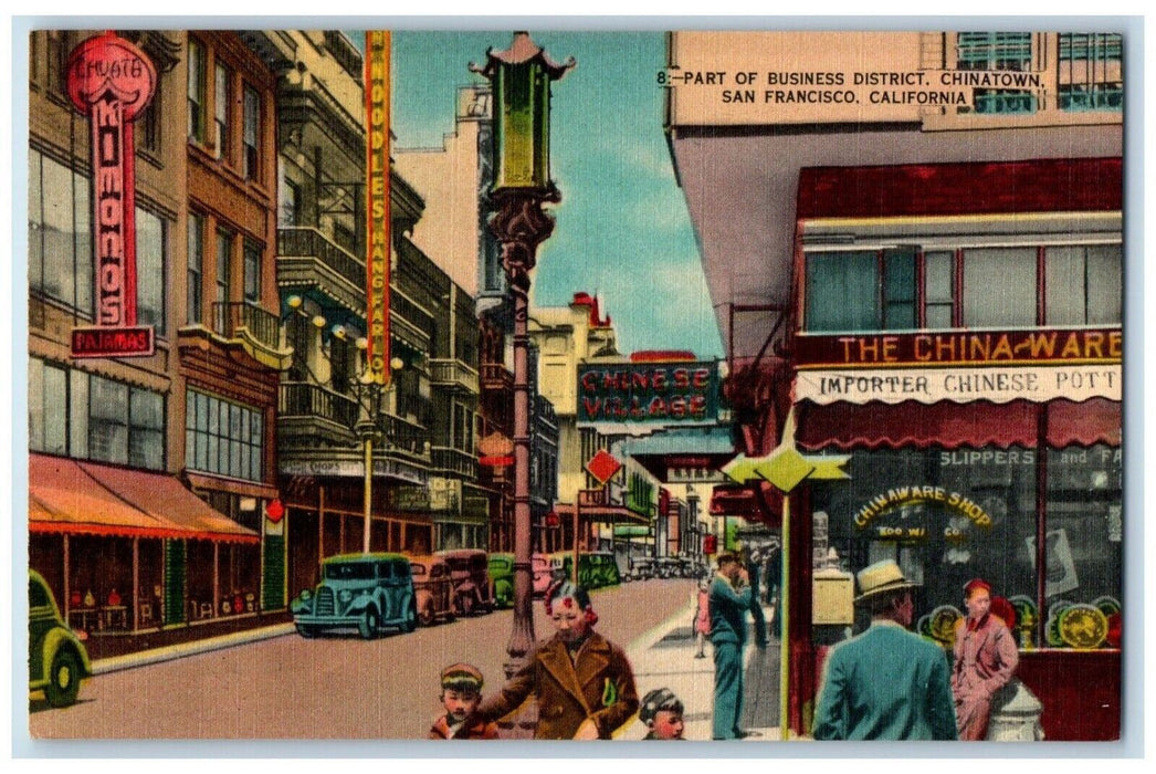 c1940 Part Business District Chinatown China San Francisco California Postcard