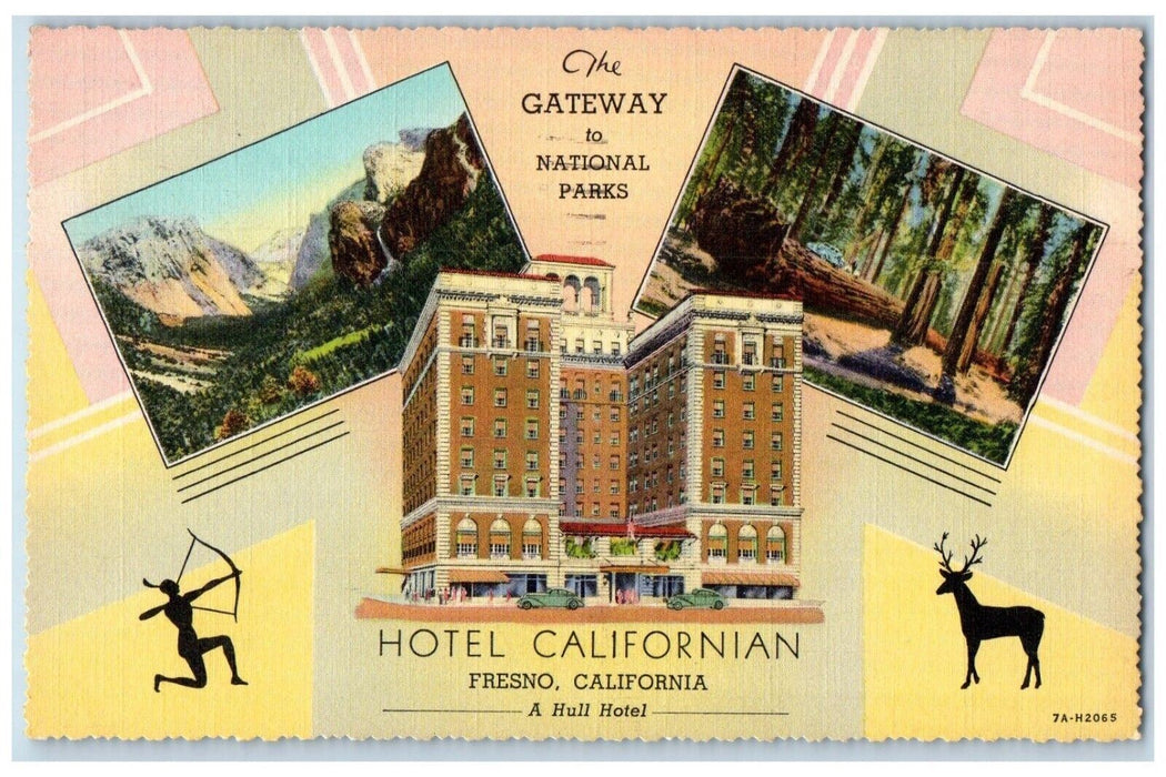 1939 Gateway National Parks Hotel Californian Valley Presno California Postcard