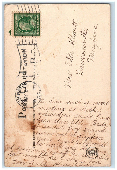 1910 Pretty Girl Big Hat Margie Mc Mein Washington DC Posted Antique Postcard